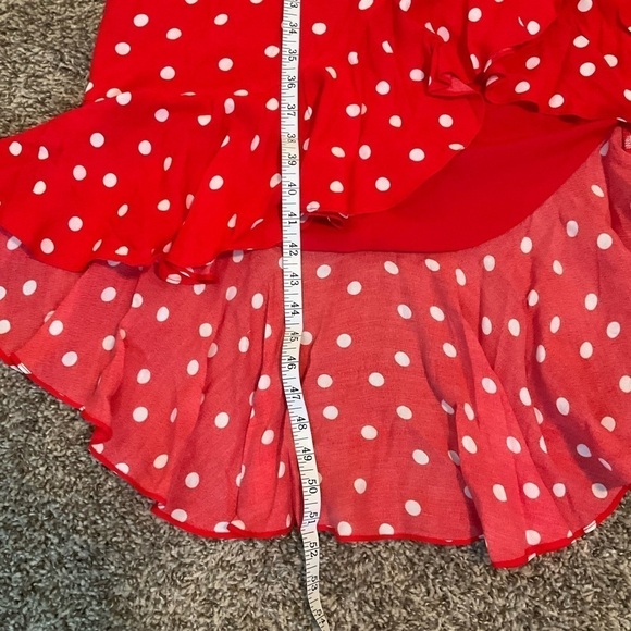 Lovers + Friends Bridget Red White Midi Dress (missing belt) Sz Small Faux Wrap - Picture 15 of 15